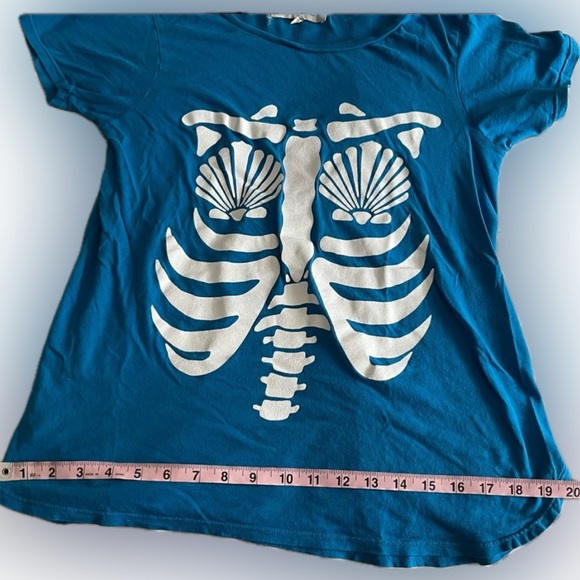 WILDFOX | Distressed Mermaid Skeleton Blue T Shirt | XS - Picture 10 of 16